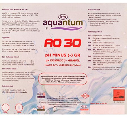 Aquantum 10 Kg Toz pH(-) Düşürücü - pH (-) Reducer-ToptancıyızBiz